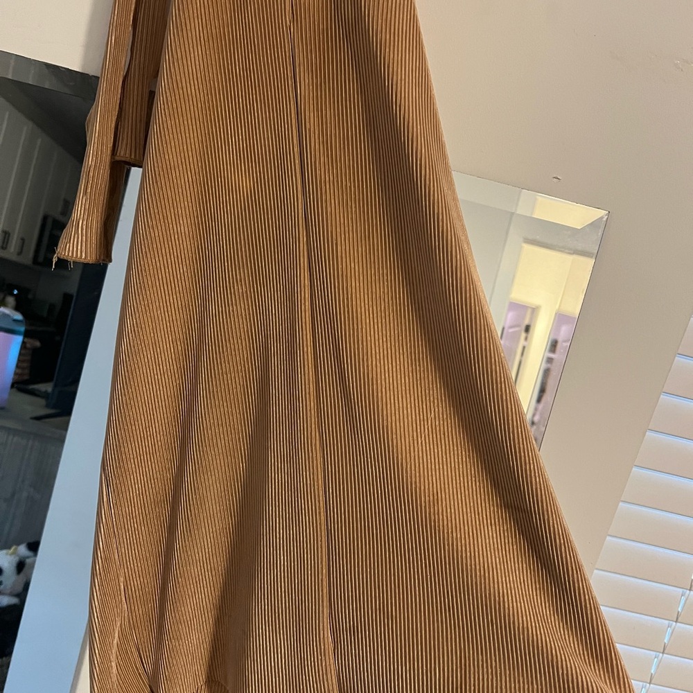 Tan Ribbed Halter Dress - Picture 2 of 4